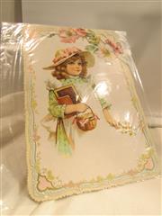 26 ANTIQUE EPHEMERA EMBELLISHED SINGLE PANEL DIE CUT CARDS - USED